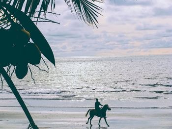 Scenic view of sea against cloudy sky