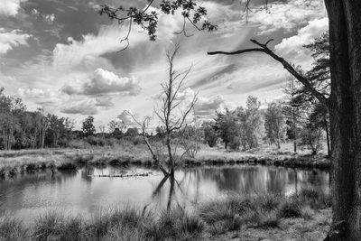 Scenic view of lake against sky