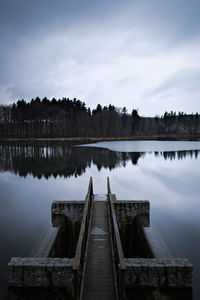 View of lake against cloudy sky