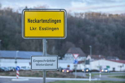 Close-up of road sign