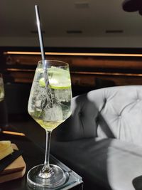 Glass of wine glasses on table