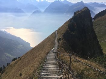 Panoramic view of mountains against sky
