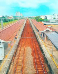 Railroad tracks in city