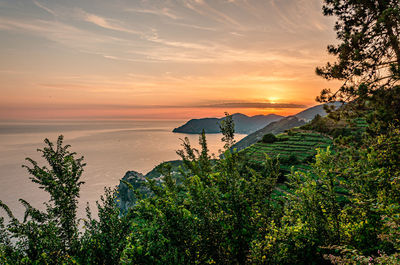 Sunset over corniglia, cinque terre