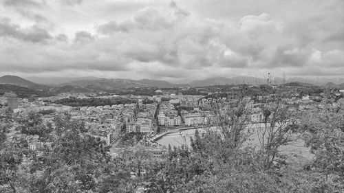 High angle view of cityscape against sky