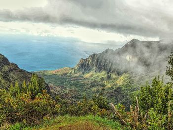 Scenic view of mountains against sky