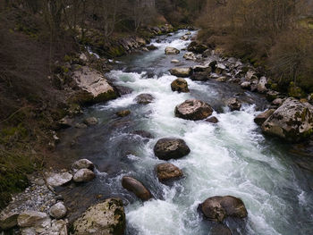 River flowing through rocks in forest