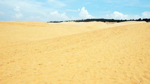 Scenic view of sand dunes against sky