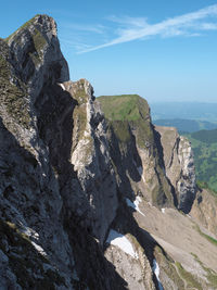 Rock formations on landscape against sky