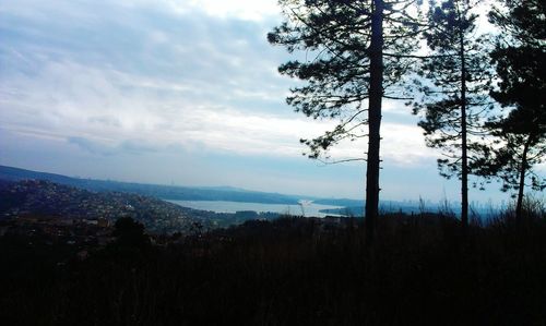 Scenic view of landscape against cloudy sky