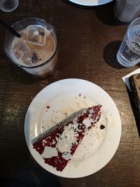 High angle view of breakfast on table