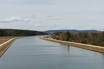 Road by river against sky