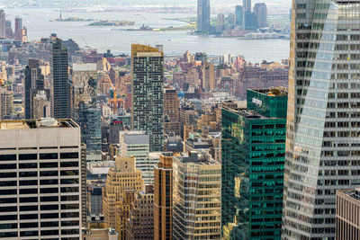 High angle view of buildings in city