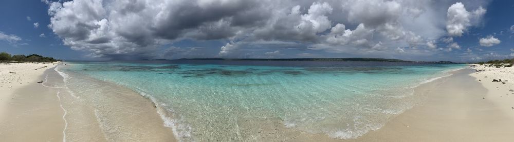 Panoramic view of sea against cloudy sky