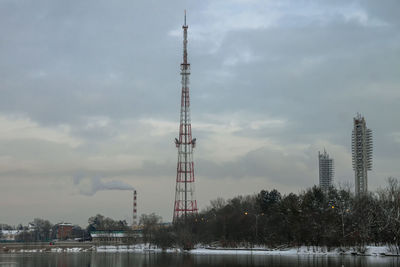Communications tower against sky