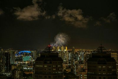 Illuminated cityscape at night