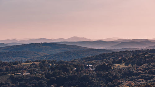 Scenic view of landscape against sky during sunset