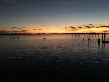 Scenic view of sea at sunset