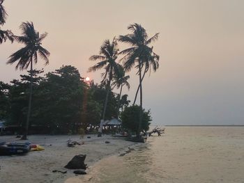 Scenic view of sea against sky at sunset