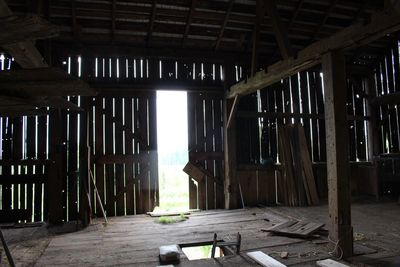 Clothes hanging in barn