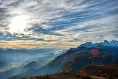 Scenic view of mountains against sky