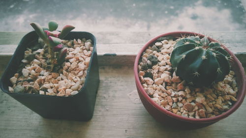 High angle view of breakfast on table