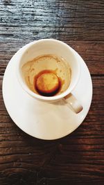 High angle view of coffee on table