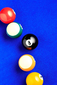 High angle view of multi colored ball on table