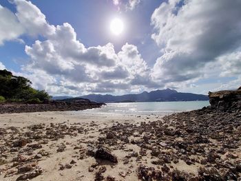 Scenic view of beach against sky