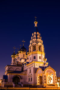 Low angle view of church against sky at night