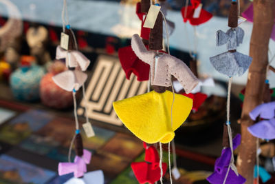 Close-up of decoration hanging for sale