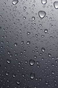 Full frame shot of raindrops on glass window