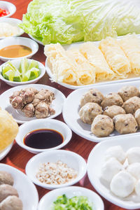 High angle view of food on table