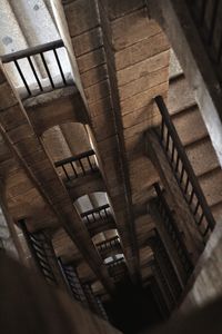 High angle view of spiral staircase in building