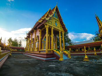 Low angle view of traditional building against sky