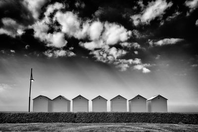 Bathing hut at the beach in normandy illuminated by the sun