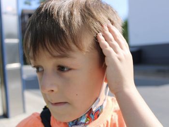 Close-up portrait of cute boy