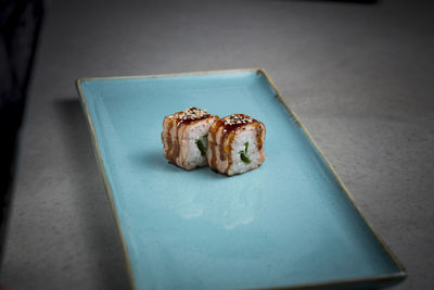 High angle view of food on table