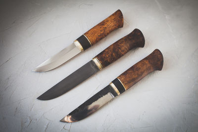 High angle view of cigarette on table