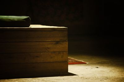 Close-up of wooden structure on floor