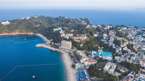 High angle view of buildings in city