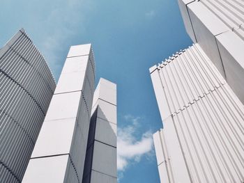 Low angle view of skyscrapers against sky