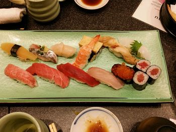 Close-up of sushi on plate