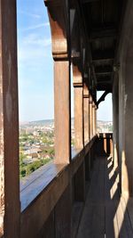 High angle view of bridge and cityscape against sky