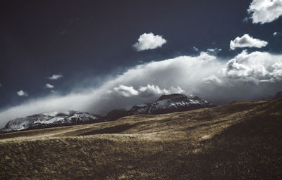 Scenic view of mountains against sky