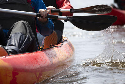 Low section of person in kayak