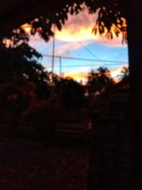 Silhouette trees against sky during sunset