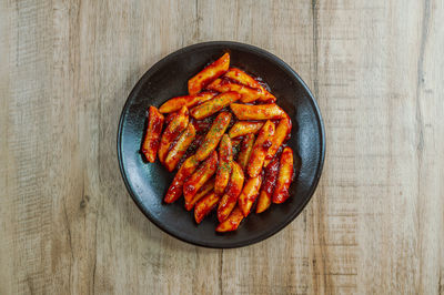 High angle view of food on table