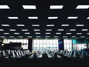 View of empty chairs in row