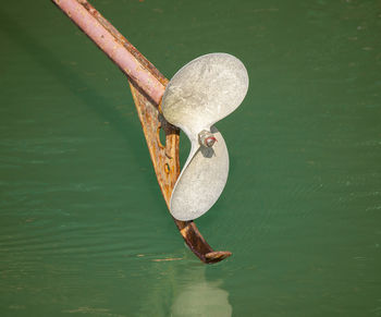 High angle view of ropes in lake